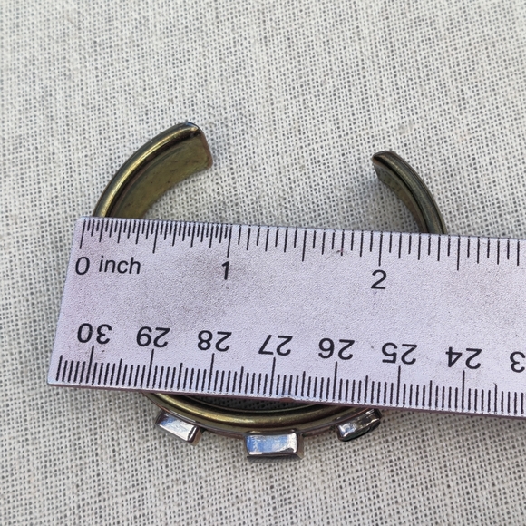 Vintage mixed metal labradorite,mother of pearl and onyx cuff bracelet - Picture 12 of 13